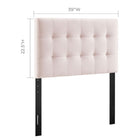 Modway - Lily Biscuit Touffé Performance Velvet Tête de lit jumelée, Rose-Tissu résistant aux taches durable