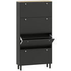 HOMCOM - Armoire à chaussures avec 4 tiroirs rabattables au design étroit - noir-Quatre tiroirs basculants peuvent contenir 24 à 32 paires, gardant votre entrée sans encombrement 