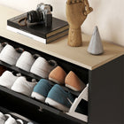 HOMCOM - Armoire à chaussures avec 4 tiroirs rabattables au design étroit - noir-Profondeur de 9,3 po (23,5 cm) pour économiser de l’espace dans les couloirs étroits 