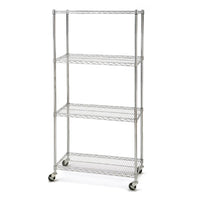 Seville Classics - Étagère commerciale à 4 niveaux - 36 po L x 18 po l x 72 po H - Chromée-Dimensions : 36" W x 18" D x 72" H (75" H avec roues)