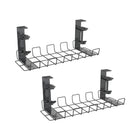 ShoppingAll - Plateau de rangement de câbles sous le bureau avec 10 attaches de câbles - Noir - Paquet de 2-INSTALLATION SIMPLE: Ce plateau de gestion des câbles sous bureau ne nécessite aucun perçage ni outil pour son installation et se fixe facilement sur toute surface de bureau jusqu’à 3,5 cm d’épaisseur.
