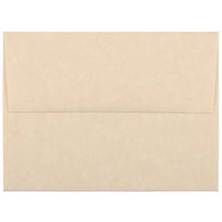 JAM Paper Enveloppes d'invitation parchemin A2 - 4,375 x 5,75 po - Marron recyclé - paquet de 50-Couleur : marron, Les enveloppes présentent une finition parchemin marbré pour une touche élégante