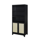 Manhattan Comfort - Sheridan 31,49 po Bibliothèque Armoire Style Mid-Century Moderne - Noir-17,71 po L x 31,49 po l x 70,86 po H