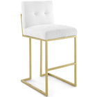 Modway - Privy Acier inoxydable doré Tissu rembourré Tabouret de bar - Or Blanc-Tabouret de bar Glam Deco