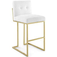 Modway - Privy Acier inoxydable doré Tissu rembourré Tabouret de bar - Or Blanc-Tabouret de bar Glam Deco