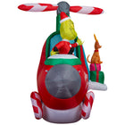 GEMMY - Grinch gonflable de Noël animé dans un hélicoptère avec hélices tournantes-S'illumine grâce à une lumière LED brillante et économe en énergie