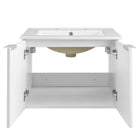Modway - Maybelle 24" Vanité de salle de bain murale - Blanc blanc-Tirs métalliques en forme de L