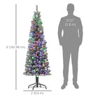 HOMCOM - Arbre de Noël artificiel de 6 pi avec lumières - arbre de Noël floqué-Le design en forme de crayon permet d'économiser de l'espace, ce qui est idéal pour les petits espaces 