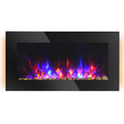HOMCOM - Foyer électrique mural avec effet de flamme et 7 couleurs d’arrière-plan, noir-2 niveaux de chaleur : 750W / 1500W  