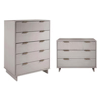 Manhattan Comfort - Granville commode et chiffonnier modernes - gris clair - ensemble de 2-Commode de chambre à coucher au style moderne-contemporain avec une touche de glamour comprenant une commode haute et une commode standard