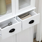 HOMCOM - Armoire de cuisine 61 po avec étagères et portes à fermeture douce - blanc-Les tiroirs centraux avec boutons et glissières métalliques lisses permettent de ranger facilement les serviettes, torchons et couverts 