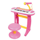 Qaba - Piano jouet pour tout-petits avec tabouret inclus - rose-8 sons d'instruments différents et 7 fonctions de rythmes, inspirent le talent musical de votre bébé 
