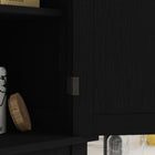 HOMCOM - Armoire de cuisine haute avec tiroir - grain de bois noir-Le MDF peint et les panneaux de particules sont faciles à nettoyer 