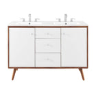 Modway - Transmit Double évier 48" Vanette de salle de bain - Blanc noyer-Vanité moderne du milieu du siècle