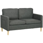 HOMCOM - Canapé loveseat 56 po pour chambre avec poches latérales - gris-Le tissu respirant effet lin résiste aux plis et à la déformation 