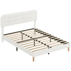 HOMCOM - Cadre de lit plateforme avec tête de lit réglable format queen - blanc-Trois hauteurs réglables pour un soutien dorsal confortable lors de la lecture ou de la détente 