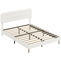 HOMCOM - Cadre de lit plateforme avec tête de lit réglable format queen - blanc-Trois hauteurs réglables pour un soutien dorsal confortable lors de la lecture ou de la détente 