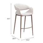 Zuo - Limay Tabouret de bar - Beige/Noyer-Garantie limitée de 3 ans