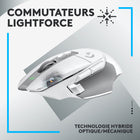 Logitech G502 X LIGHTSPEED Souris Gaming Sans Fil - Blanc-Boutons Lightforce : Technologie de boutons hybride optique-mécanique pour une vitesse incroyable et fiable, avec précision et un temps réponse idéale pour des heures de performance de gaming