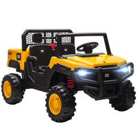 Qaba - Tracteur électrique pour enfants 24V 4WD 2 places - jaune-Comprend des modes de conduite télécommandé par les parents et manuel pour les enfants, assurant sécurité et plaisir de conduite 