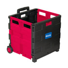 BAZIC Products - Chariot pliant sur roues avec couvercle, 16 po x 18 po x 15 po, Noir/Rouge-Parfait pour transporter des livres, du papier, des objets personnels, des dossiers et même des courses.
