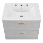 Modway - Daybreak 24" Vanette de salle de bain - Blanc gris clair-VANITÉ DURABLE - Cette vanité est fabriquée en caoutchouc, MDF et particules avec une finition mate, et comprend un évier en céramique avec un comptoir intégré et des trous de robinet centraux de 8"