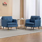 HOMCOM - Fauteuil d’appoint moderne avec large assise - capitonné à boutons pour chambre - bleu foncé - Paquet de 2-Les coussins d’assise et de dossier sont généreusement rembourrés de mousse haute densité et de ressorts en S pour plus de confort et de soutien 
