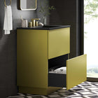 Modway - Quantum 30" Vanette de salle de bain - Or noir-Tiroir à glissement complet
