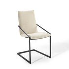 Modway - Pitch Tissu rembourré Fauteuil à manger Ensemble de 2 - Noir beige-Rembourrage en tissu doux