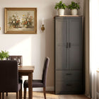 HOMCOM - Armoire de cuisine haute 67 po avec étagères réglables - noir-Conception anti-basculement pour plus de sécurité dans votre cuisine 