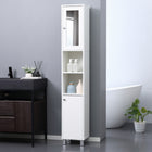 Kleankin - Armoire de salle de bain haute et étroite avec miroir - blanc-Étagères réglables sur trois niveaux à l'intérieur de l'armoire, adaptées à vos différents besoins de rangement 