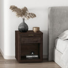 Manhattan Comfort - Table de nuit moderne Evelyn 20" à 1 tiroir - Marron-Comprend 1 étagère ouverte et 1 tiroir à extension totale