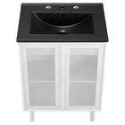 Modway - Calla 24" perforé Métal Vanette de salle de bain - Noir Blanc-Assemblée requise