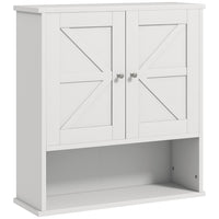 kleankin - Armoire murale de salle de bain style ferme - blanc-Conception murale permettant une utilisation efficace de l'espace mural