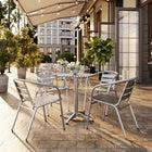 Flash Furniture – Chaise empilable commerciale avec dossier à 3 traverses, int/ext, haute durabilité, aluminium (TLH1)-Dossier courbé avec trois lattes