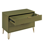 Manhattan Comfort - Dumbo table de chevet moderne 1 tiroir et commode 3 tiroirs - vert olive - ensemble de 2-Assemblage « Snap It » ! Comprend des rainures internes de haute qualité pour un assemblage simple, sans outils requis