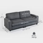 HOMCOM - Canapé 3 places avec coussin à ressorts et porte-gobelet pour chambre - gris foncé-Le rembourrage en coton poupée des coussins de dossier et des accoudoirs droits procure détente et soutien 