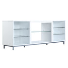 Manhattan Comfort - Meuble TV moderne Brighton 60 po - Blanc-6 pieds en métal avec une garde au sol de 3,15 pouces