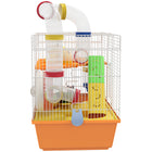 PawHut - Cage pour Hamsters Nains/Gerbilles avec Tunnels et Bouteille d'Eau-Le fond profond facilite le nettoyage et accueille beaucoup de litière