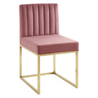 Modway - Carriage Performance Velvet Chaise à manger Ensemble de 2 - Rose Poussiéreuse d’Or-Cadre en acier inoxydable doré