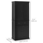 HOMCOM - Armoire de cuisine haute avec tiroir - noir-Les portes avant sont dotées d'une fermeture magnétique 