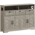 HOMCOM - Buffet de style ferme 47 po avec portes de grange et étagères de rangement - gris-Deux armoires, trois tiroirs et deux étagères ouvertes organisent les objets facilement