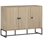 HOMCOM - Buffet moderne 42,5 po L - chêne-Le motif en chevrons sur les quatre portes apporte un attrait visuel saisissant 