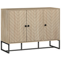 HOMCOM - Buffet moderne 42,5 po L - chêne-Le motif en chevrons sur les quatre portes apporte un attrait visuel saisissant 