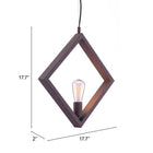 Zuo - Lampe plafonnier Rotorura - Rouille-Dimensions: 2,0 po L x 17,7 po L x 17,7 po H