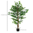 HOMCOM - Arbre s artificiels de ficus 5 pi pour décoration intérieure de la maison - vert - lot de 2-Mousse PE et terreau en ciment inclus, les rendant plus stables et réalistes 