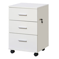 Vinsetto - Classeur à 3 tiroirs pour documents Letter/A4 avec serrure et roulettes - blanc-3 tiroirs pour ranger vos fournitures de bureau 
