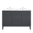 Modway - Render 48" Meuble de salle de bain à double lavabo - Gris blanc-Vanité moderne du milieu du siècle