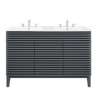 Modway - Render 48" Meuble de salle de bain à double lavabo - Gris blanc-Vanité moderne du milieu du siècle