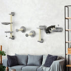 PawHut - Étagères murales pour chat 4 pièces avec hamac, poteau à griffer, échelle, marches-La construction stable supporte en toute sécurité plusieurs chats ou des races de grande taille 
